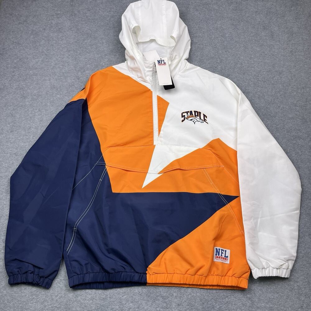 Denver Broncos NFL Staple windbreaker jacket quarter zip size large